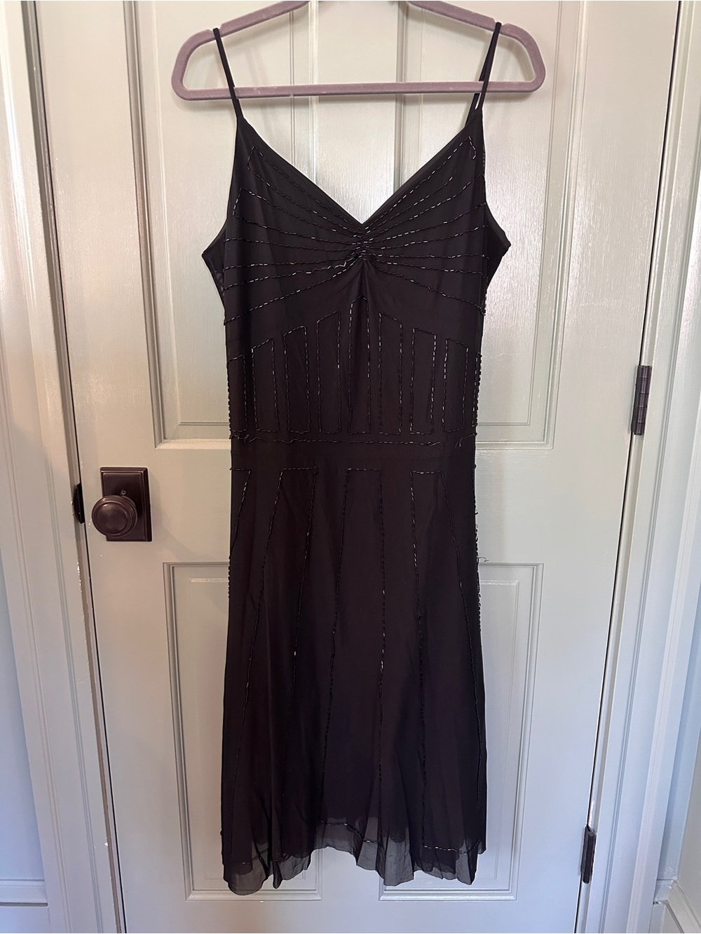 VINTAGE y2k Elegant Black Beaded Spaghetti-Strap Dress Size M/L